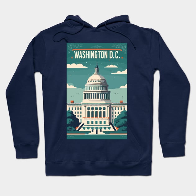 A Vintage Travel Art of Washington DC - US Hoodie by goodoldvintage